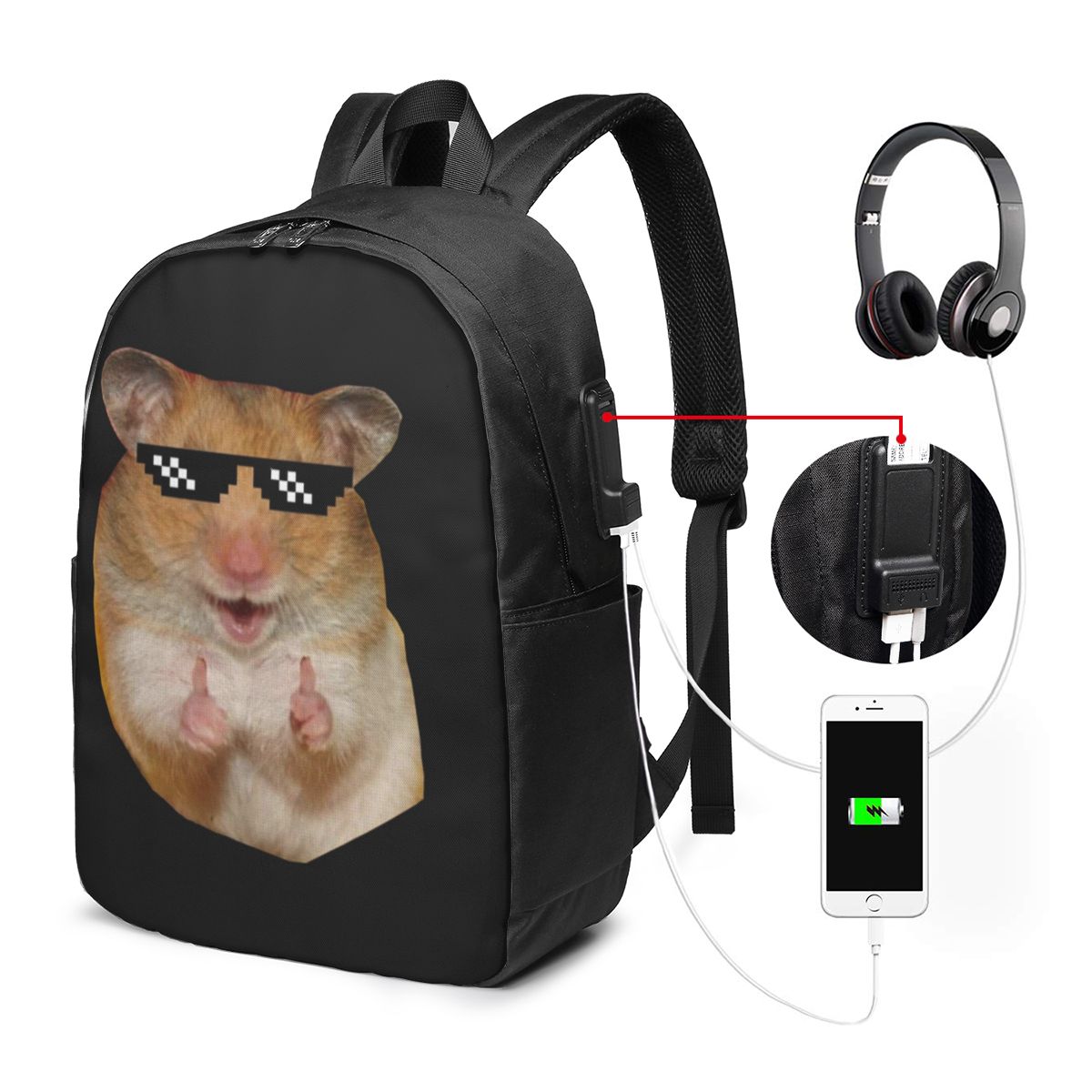 Laptop Bag - Mochila divertida con diseño de hámster,