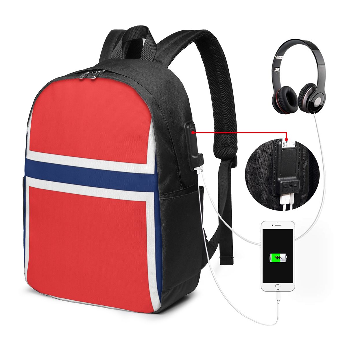 Laptop Bag - Mochila con bandera de Noruega, bolsa