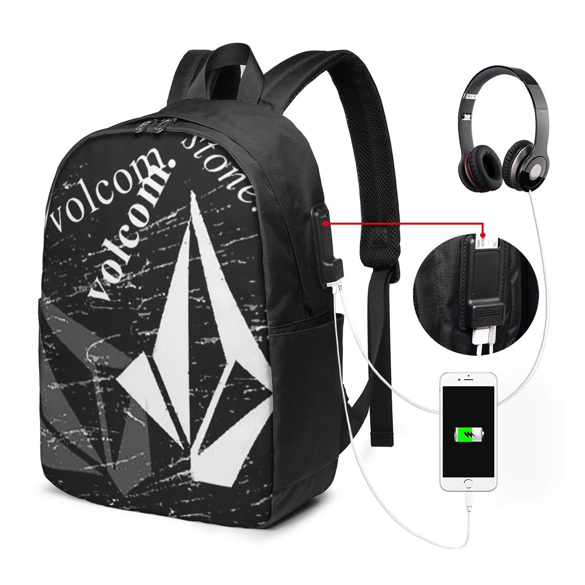 Laptop Bag - Mochila con logotipo de V-Volcom, bolsa